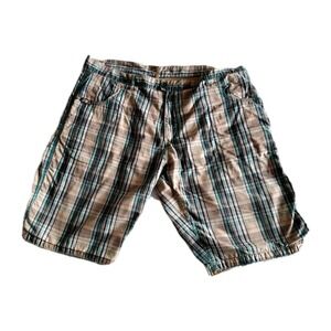 Vtg Von Dutch Plaid Reversible Khaki Shorts Men's Size 40 X 12"
